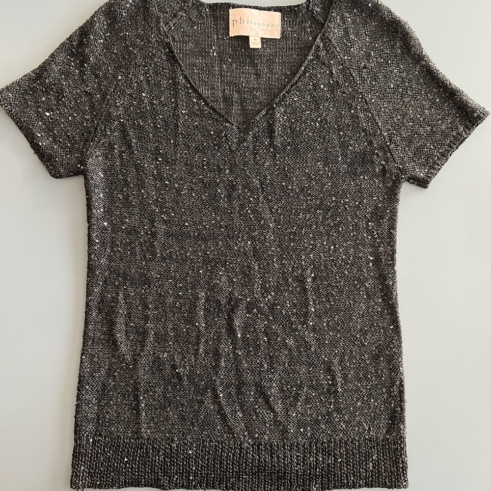 Philosophy fitted sweater shirt with sequins